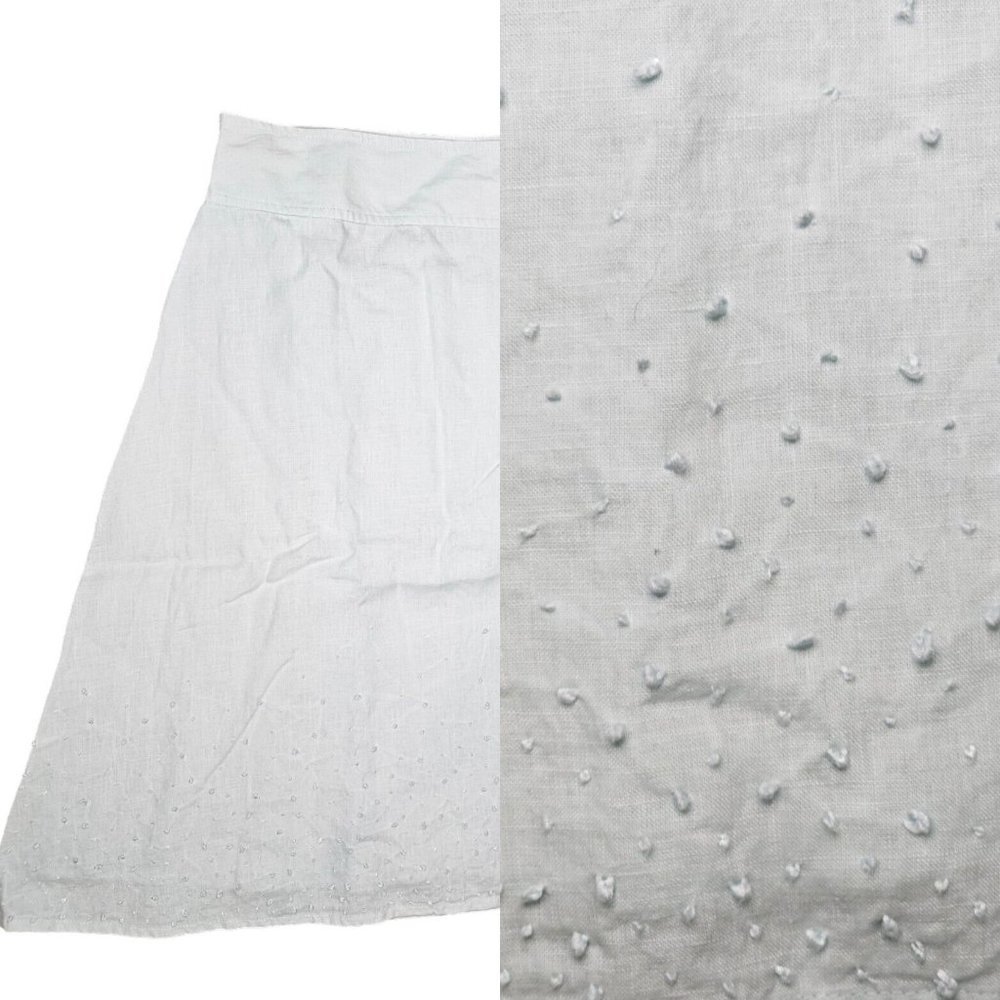 Eileen Fisher Petite Light Blue Linen A Line Knee Length Skirt Textured 2P 4P